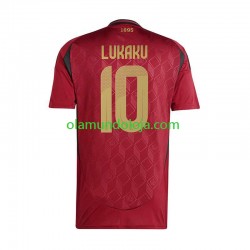 Camisola Bélgica Romelu Lukaku 10 Homem Equipamento Primeiro Euro 2024 Manga Curta